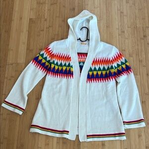 Vintage Retro Groovy 1970s Boho Rainbow Cardigan Sweater